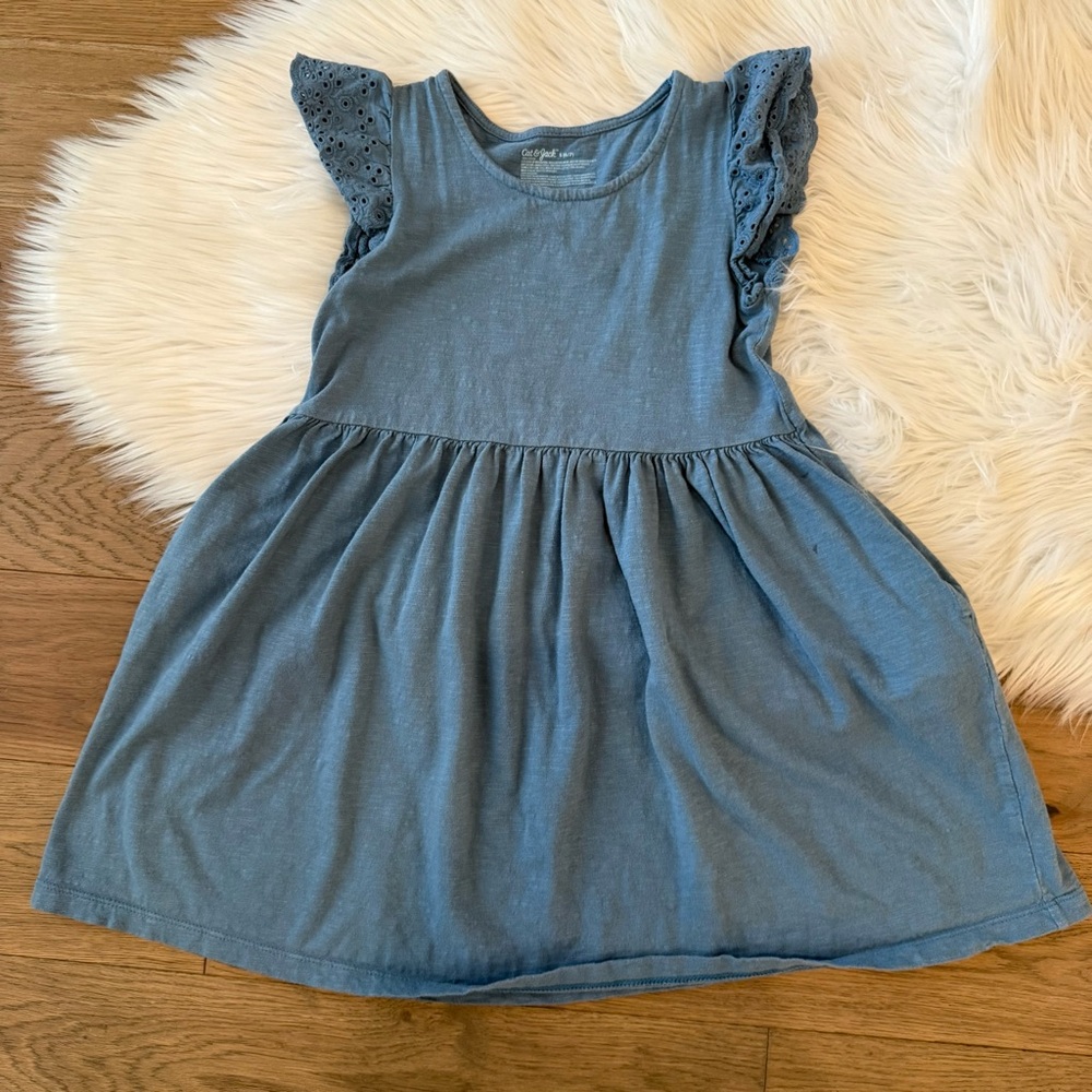 Cat & Jack Blue Dress with Eyelet Sleeves